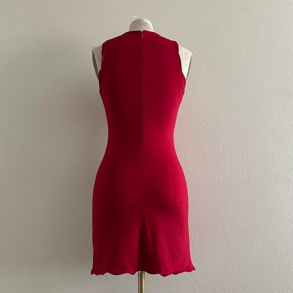 For Love and Lemons red sleeveless bodycon rayon/spandex mini dress - Picture 4 of 9